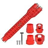14-in-1 Multi-Function Wrench, used for sink, kitchen, toilet, and bathroom pipe installation and repair - Red plumber's wrench