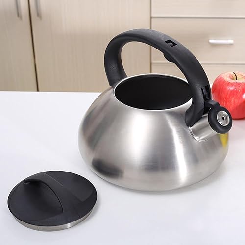 Miniatura 9 de Hervidor de té silbante  Hervidor de té de 3.1 cuartos de galón, tetera silbante de acero inoxidable para estufa, tetera silbato de 3 litros