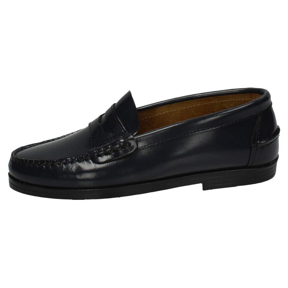 MADE IN SPAIN 210 Castellanos DE Piel NIÑO Zapatos MOCASÍN Negro