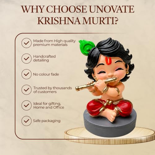 Image of UNOVATE Krishna Idol Small for Car Dashboard | Krishna Murti | Multicolor
