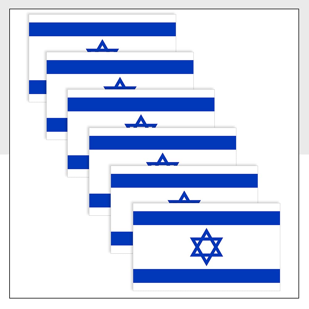 Israel Flag Vinyl Sticker Pack of 6 (50 x 33mm) Waterproof ISR Labels for Bike Van Car Laptop Helmet Packwith® #P1037