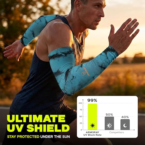 Image of ARMORAY Arm Sleeves for Men and Women - UV Sun Protection Cooling Compression - Tattoo Cover Up Sleeve for Daily Wear & Work