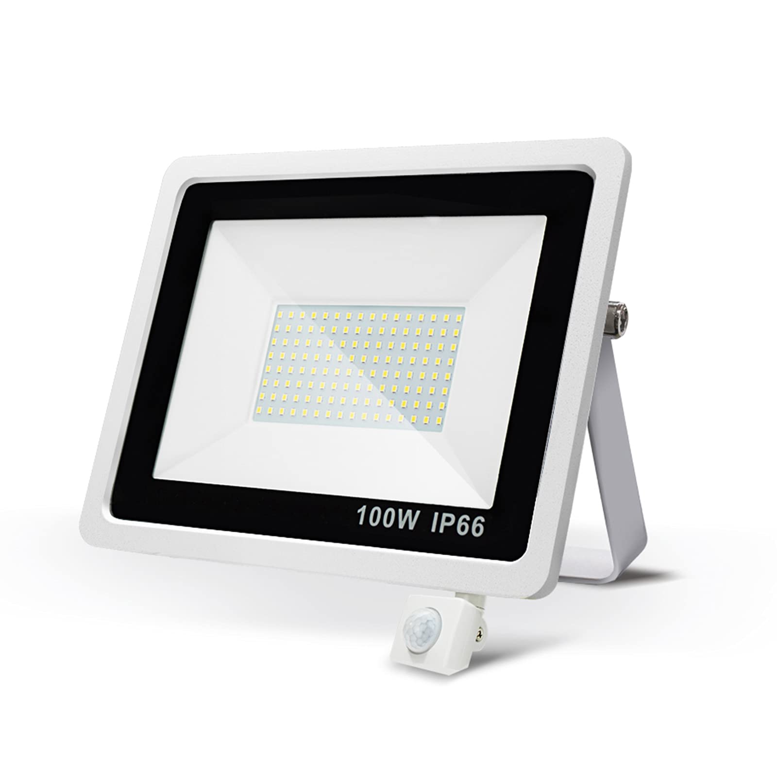 Faretto LED da Esterno con Sensore di Movimento Alimentato 10-100w Proiettore LED, 800-8000lm Faretti LED IP66 Impermeabile per Cortile, Corte, Illuminazione Stradale (50W)