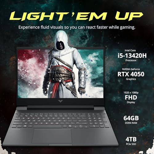 Image of HP Victus 15.6 inch FHD 144Hz IPS Gaming Laptop, Intel i5-13420H, 64GB RAM, 5TB Storage(4TB SSD+1TB Docking Station Set), NVIDIA GeForce RTX 4050, Backlit Keyboard, HD Camera, WiFi 6, Win 11, Silver