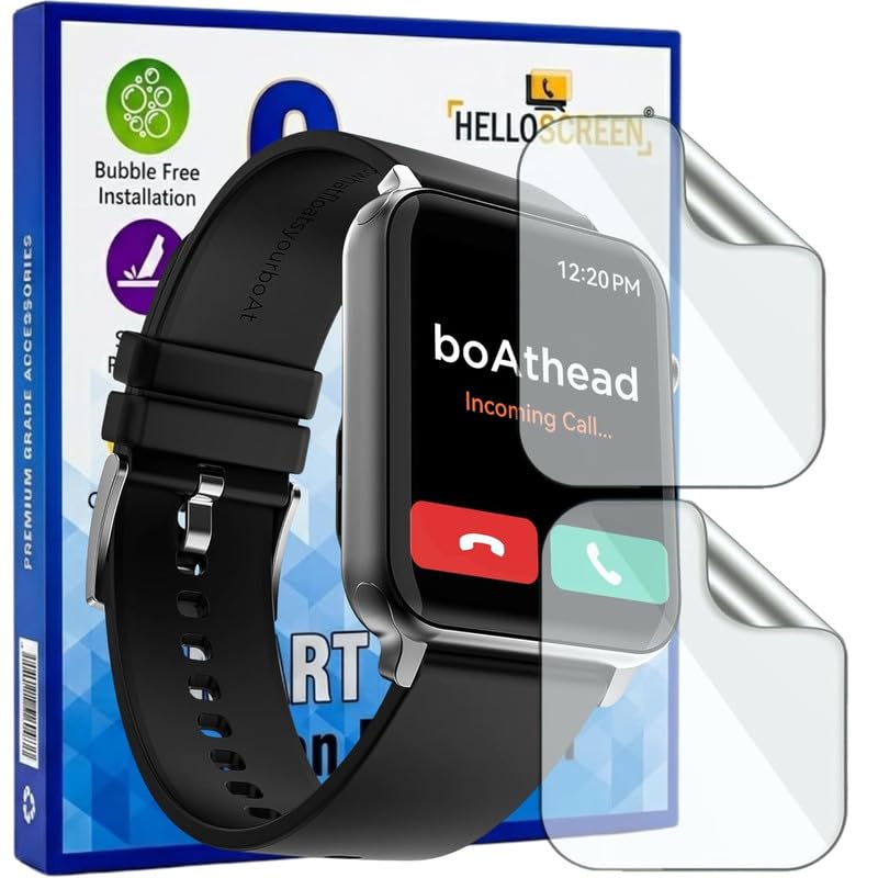 Image of Smartwatch Screen Protector for Boat Wave Call 1.69 inch (Pack of 2) - Flexible TPU Film, 9H Scratch Resistant, Self Healing, Anti Fingerprint, HD Clear - Not Tempered Glass