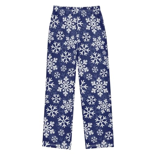 Christmas White Snowflakes Boys Pants for Kids Jogger Pants with Pockets S-XL