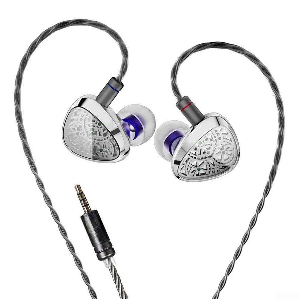KBEAR Tourbillon-X - Auriculares de alta fidelidad dinámicos de fibra de carbono de 10 mm, con cable, sonido único de alta calidad, audio inmersivo, música para juegos (plata 3.5)