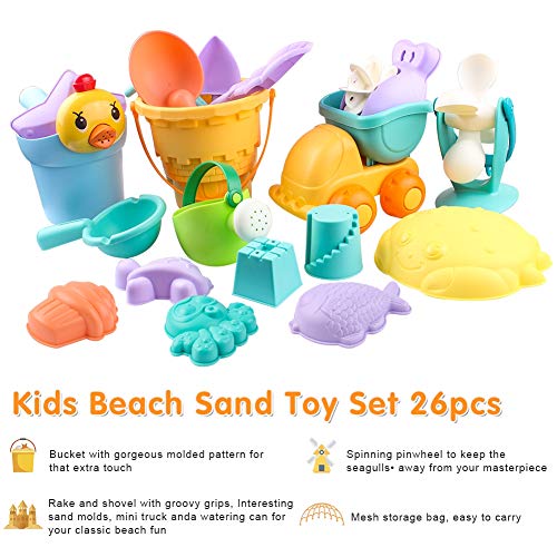 image for StillCool 26pcs Kids Beach Sand Toys Set, Includes Sand Water Wheel, C