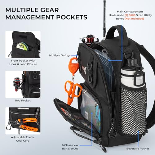 Image of KastKing BaitSpace Fishing Sling Bag, Fishing Backpack with Rod Holder