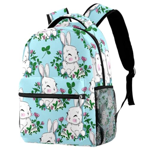 Sac à dos d'école anti-pression motif lapin heureux pour voyage décontracté