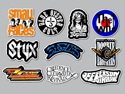 Classic Rock Sticker Pack (10 Stickers) Set 2 Retro Album Art Rock and roll Vinyl Decal Waterproof Collectible Music Fan Psychedelic 70s Stage Tour Inspired Guitar Legend Expressive Bold Throwback image 3