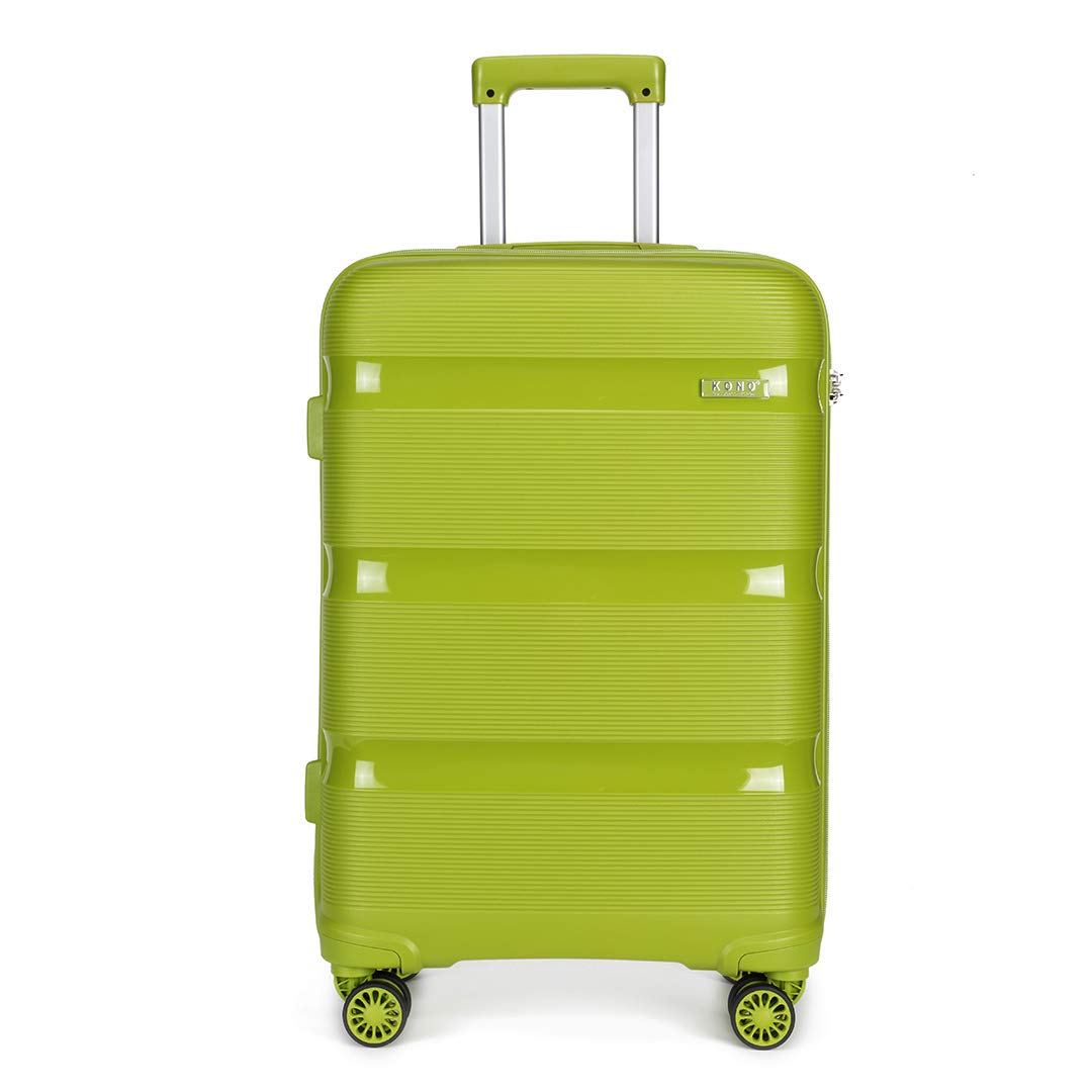 KONO Valigia Trolley Rigida Bagaglio a Mano 55cm Leggero in Polipropilene Valige con 4 Ruote e TSA Lucchetto, Verde