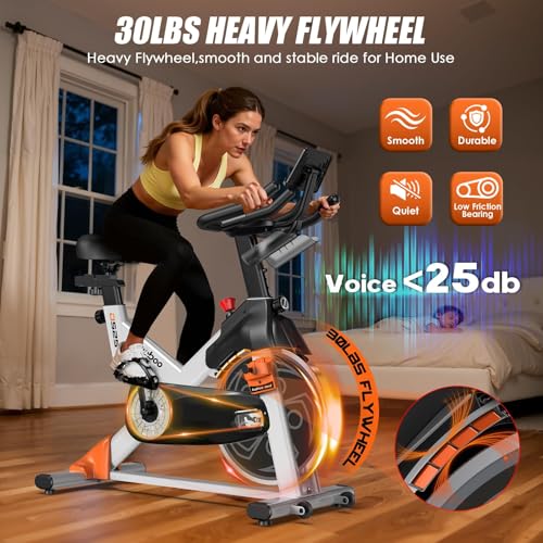 Image of pooboo Exercise Bike,Stationary Bike for Home with Exclusive App,Low Noise Indoor Magnetic Cycling Bike with 350 lb Weight Capacity,Tablet Mount,LED Calorie Display for Weight Loss