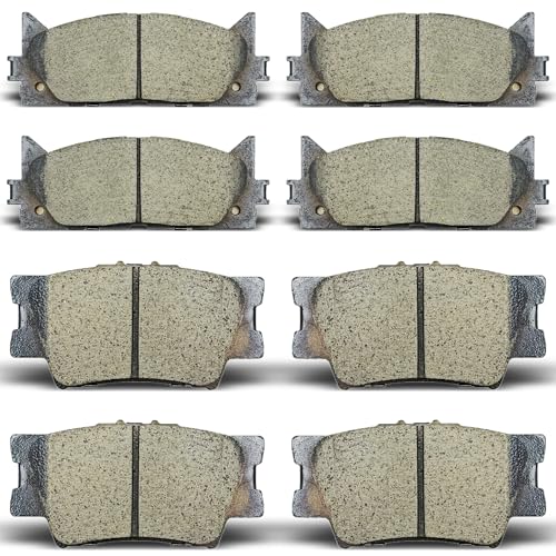 ALADICHE Front & Rear Brake Pads Compatible with 2007-2017 Toyota Camry, 2008-2018 Toyota Avalon, 2007-2018 Lexus ES350, 2013-2018 Lexus ES300h Ceramic Brake Pads
