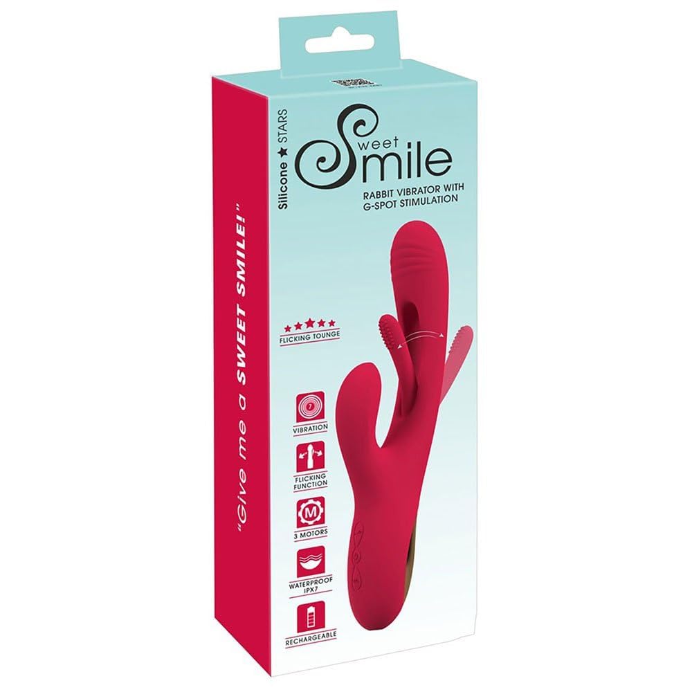 Sweet Smile Flicking Vibratori Rabbit Rosso 24,2 cm