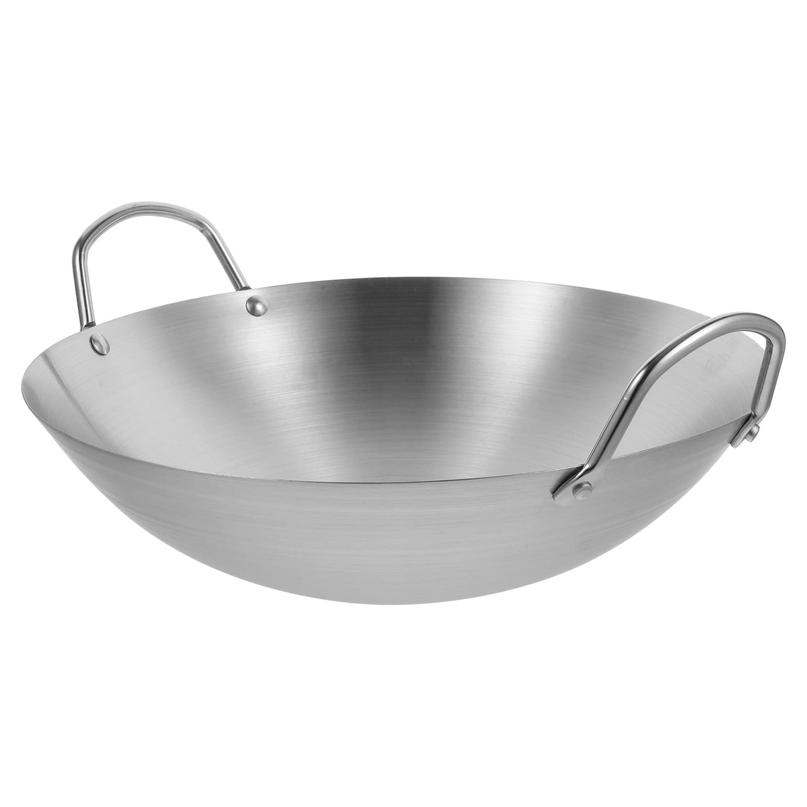 COLLBATH Woks Double Poignées Poêles à Frire en Acier Inoxydable et Robuste Résistants la Corrosion, Vie Quotidienne et Cuisson Feu Ouvert