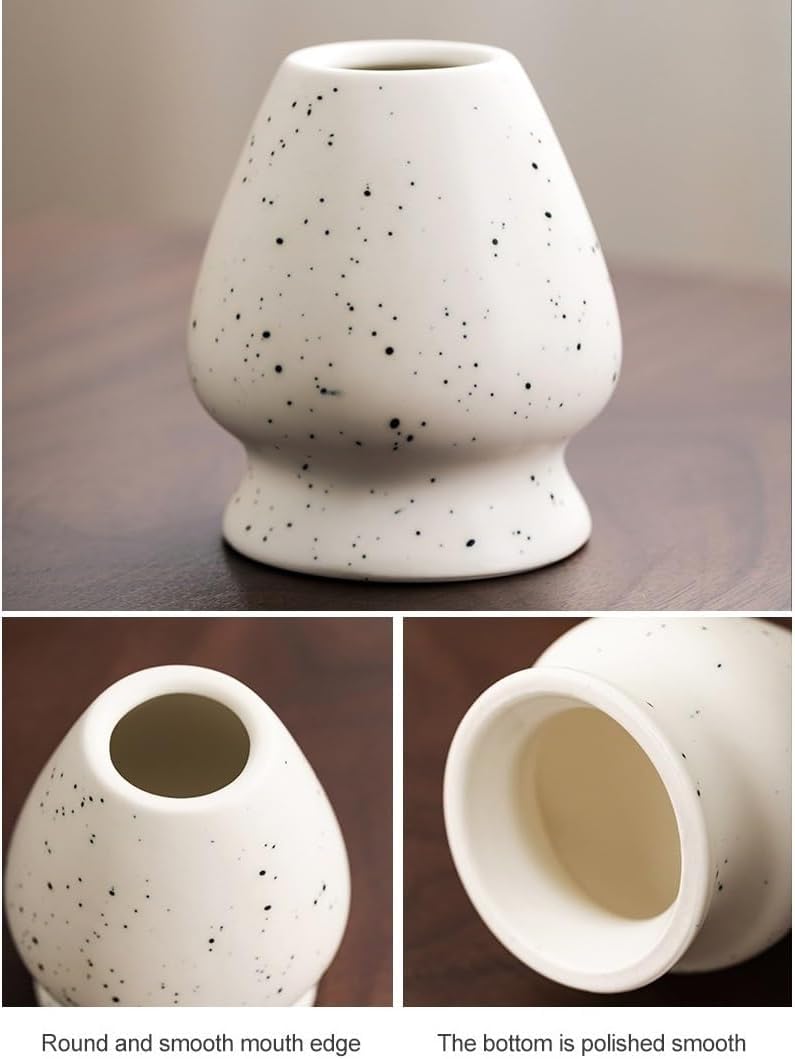 Japoński Zestaw Do Herbaty Matcha 7 Sztuk Ceramiczna Miska Matcha, Ceramiczny Uchwyt Na Trzepaczkę, Trzepaczka Do Matcha, Miarka, Przesiewacz, Pojemnik Na Matchę, Zestaw, White, 7pcs set