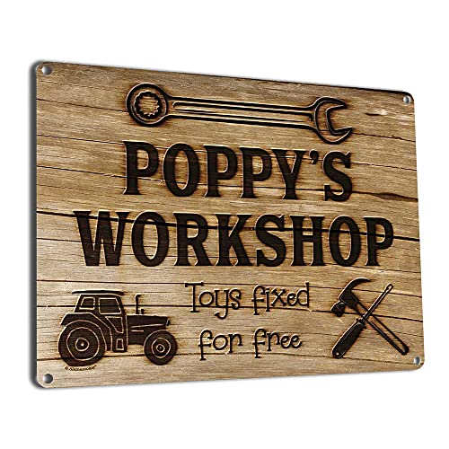 Poppy’s Workshop Toys Fixed for Free, 9x12 Inch Metal Sign, Vintage Workshop and Garage Signs Wall Decor, Gifts for Papa, Dad, Pop, Woodworking, Woodturning, Cabinet Maker, Mechanic , RK3223 9x12 Poppy’s Workshop Toys Fixed for Free, 9x12 Inch Metal Sign, Vintage Workshop and Garage Signs Wall Decor, Gifts for Papa, Dad, Pop, Woodworking, Woodturning, Cabinet Maker, Mechanic , RK3223 9x12