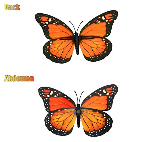 Aqueenly Monarch Butterfly Decorations, 4.72'' Orange Premium Artificial Monarch Butterfly To Decorate For Craft, Home, Wall, Wedding, Party (12 Pcs) #TOP7