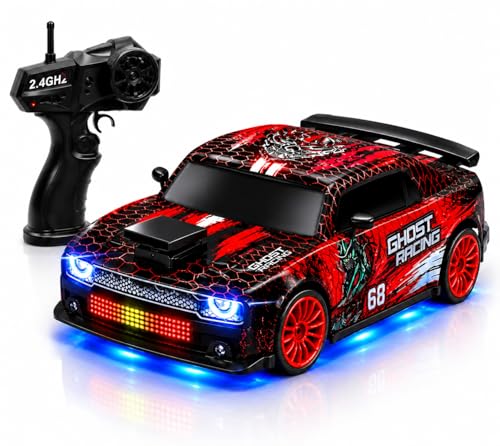 Image of Remote Control Sports Car & Off-Road SUV Toy for Kids, High Speed RC Racing with Wireless Remote, Realistic Lights & Premium Design Gift for Boys Girls (RED-Racing Drift car)