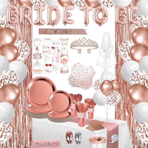 LFSTGN 274 Pcs Rose Gold Bridal Shower Decorations, Bachelorette Party