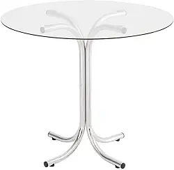 Mesa Redonda com Tampo de Vidro 4111 Unimóvel Cromado