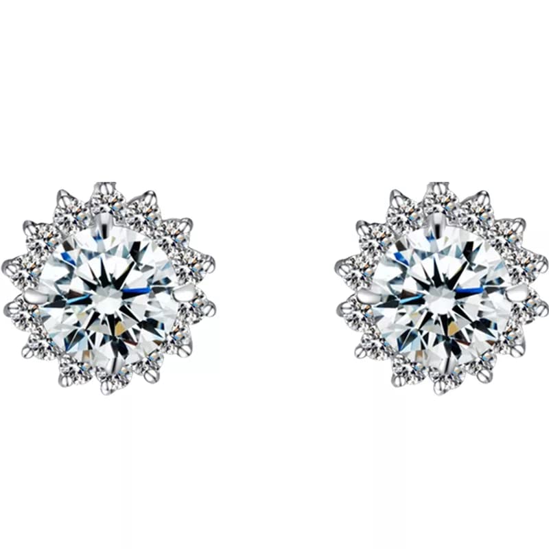 Boucles d'oreilles fleurs femme petites puces en cubic zirconia