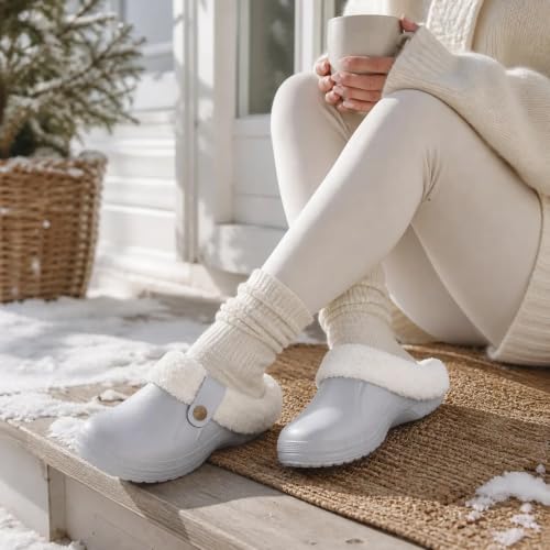 Image of Beslip Fur Lined Clogs for Women & Men Fuzzy Slippers with Memory Foam