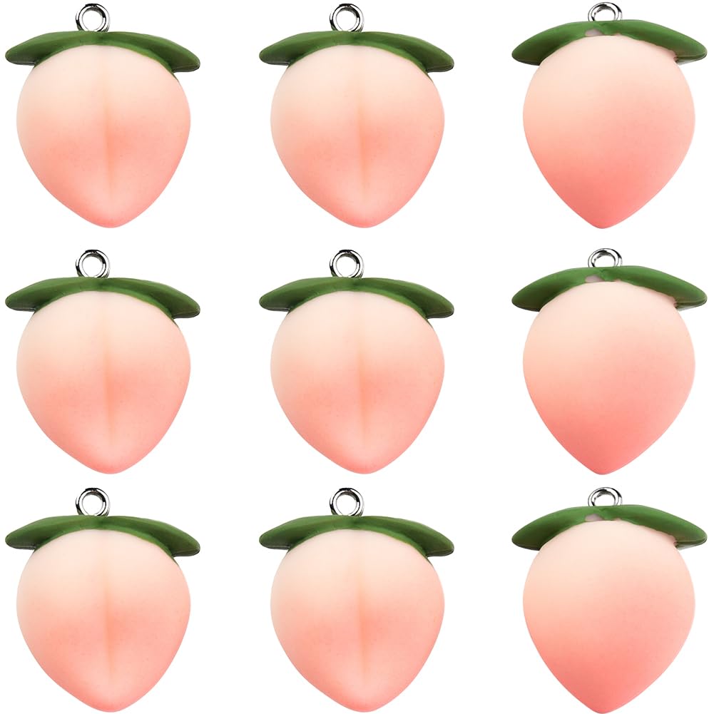 Breloques en pêches 3D opaques et colorées pour customisation de pendentifs