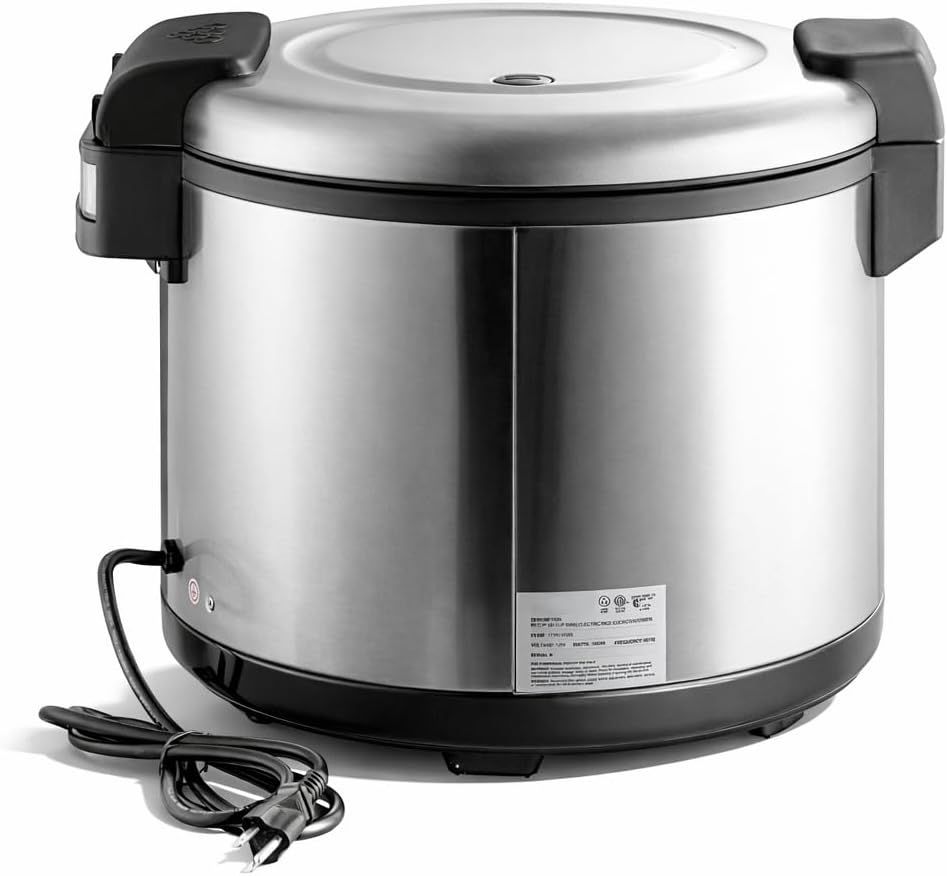 60 Cup Electric Rice Cooker and Warmer, Stainless Steel, 1550W, 30 Cup Raw Capacity, Non-Stick Interior, 120V
