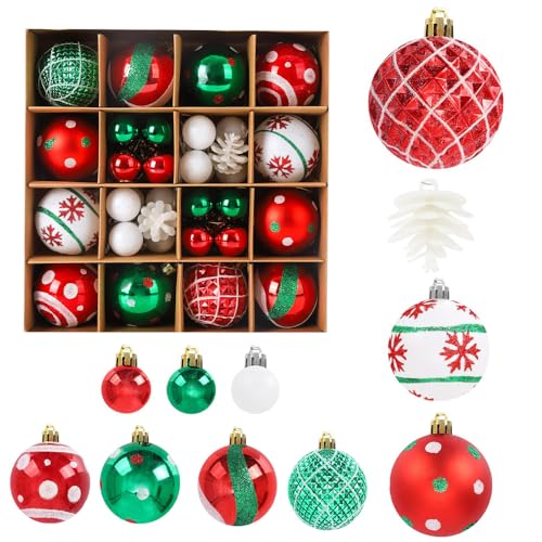 Christmas Baubles for Christmas Tree Decoration,42Pcs 3cm Christmas Tree Baubles Decoration Set, Christmas Ball Glittering Pendants Decorative Red-Green Christmas Baubles for Christmas Tree Decoration,42Pcs 3cm Christmas Tree Baubles Decoration Set, Christmas Ball Glittering Pendants Decorative Red-Green