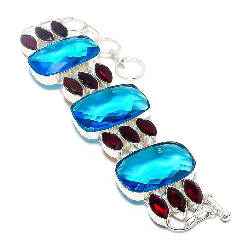 Bracelet Topaze Bleue Ajustable en Argent, Fini les Bijoux trop Petits