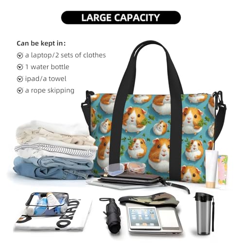 Laptop Tote Bag for Women Work - Kawaii Guinea Pig Print Weekender Overnight Bags for Women Travel, Gym Duffle Bag for Men, Personal Item Crossbody Travel Bags for Men Carry On4