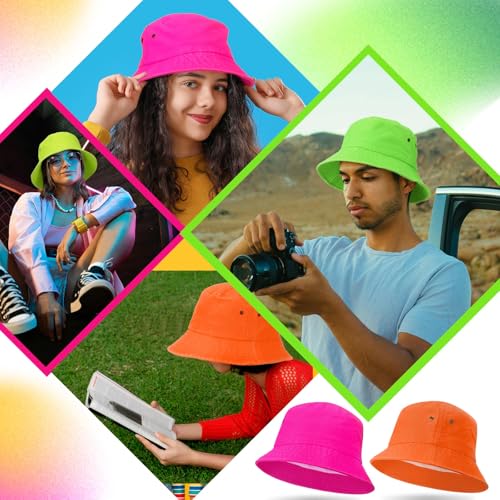 Sombrero Bucket Unisex Neon 4 Piezas miniatura 6