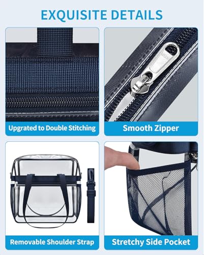 Image of Paxiland Clear Bag for Stadium Events 12x6x12 inches, Clear Tote Bag with Reinforced Strap, Clear HandBag for Sports Concert