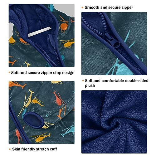 Image of Aflyko Boys Fleece Coat Blue Zip-Up Hoodie Girls Outerwear Kids Hooded Jacket