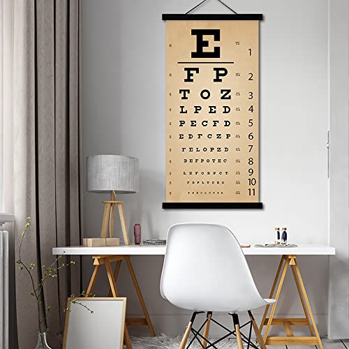 Asenart Vintage Eye Charts For Eye Exams 20 Feet, Eye Chart With Wooden Frame For Ophthalmology Office Wall Decor, Low Vision Canvas Eye Chart With Eye Occluder And Hand Pointer For Kids Gifts #TOP1