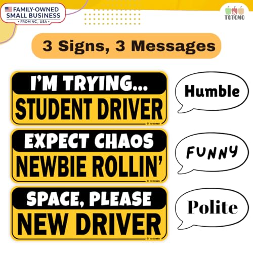 Image of Student Driver Magnet for Car Magnetic Reflective Vehicle Safety Sign for New Rookie Learner Drivers Removable Bumper Sticker Please Be Patient (3 Magnet Set)