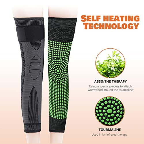 Colorcasa 【2 Pairs】 Tourmaline Acupressure Self-Heating Knee Sleeves, Mugwort Acupressure Shaping Knee Pads, Wormwood Self-Heating Knee Pads For Men And Women (Xl, Black+Orange) #TOP5