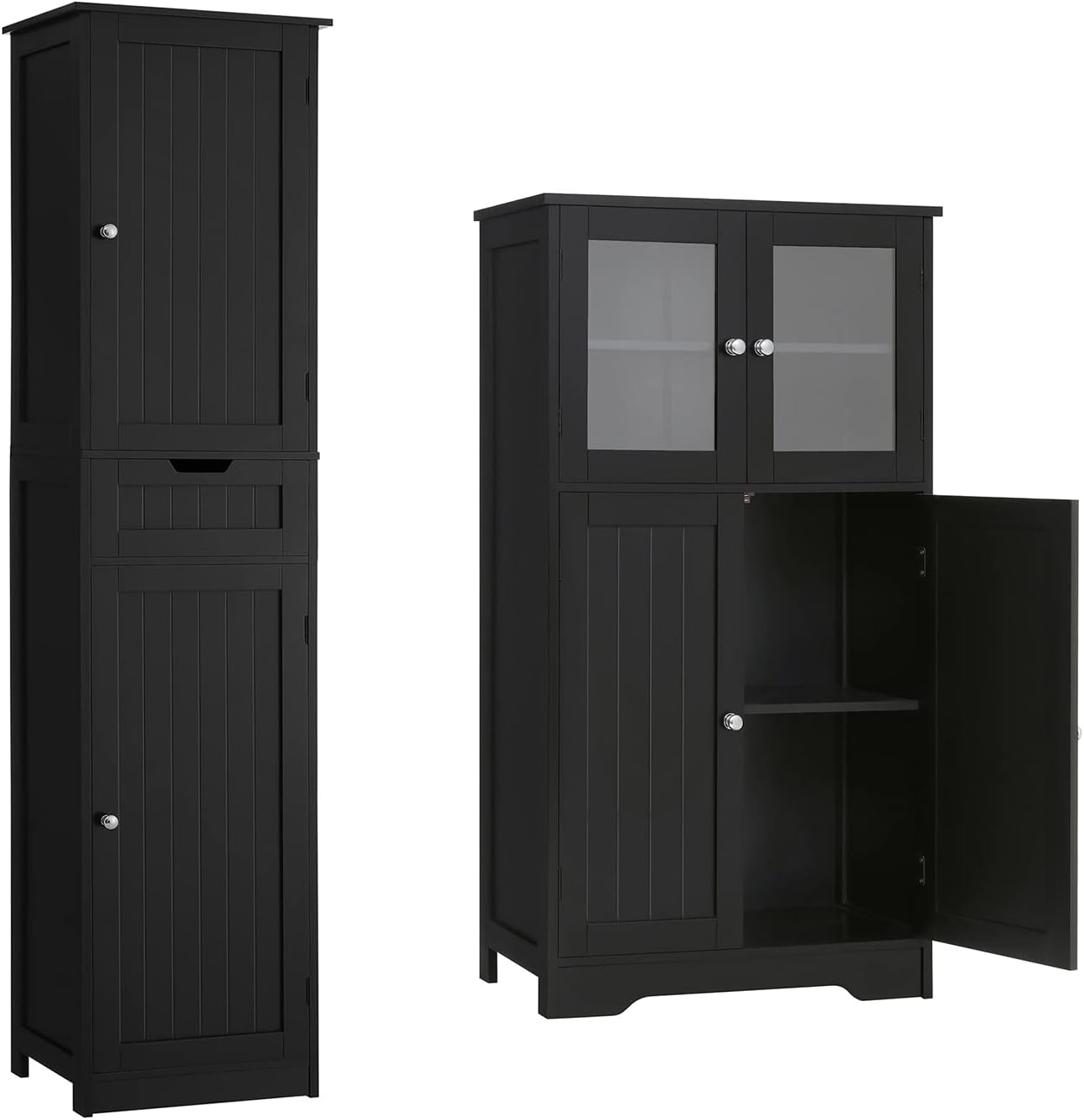 Iwell Linen Storage with Glass Doors & Adjustble