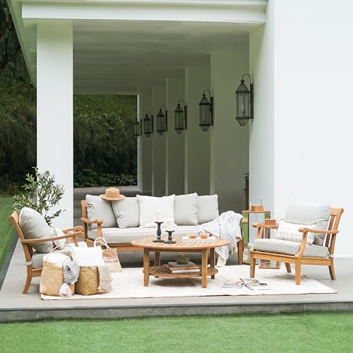 Cambridge Casual Robin Teak Wood 4 Piece Patio Conversation Set with Oyster Cushion
