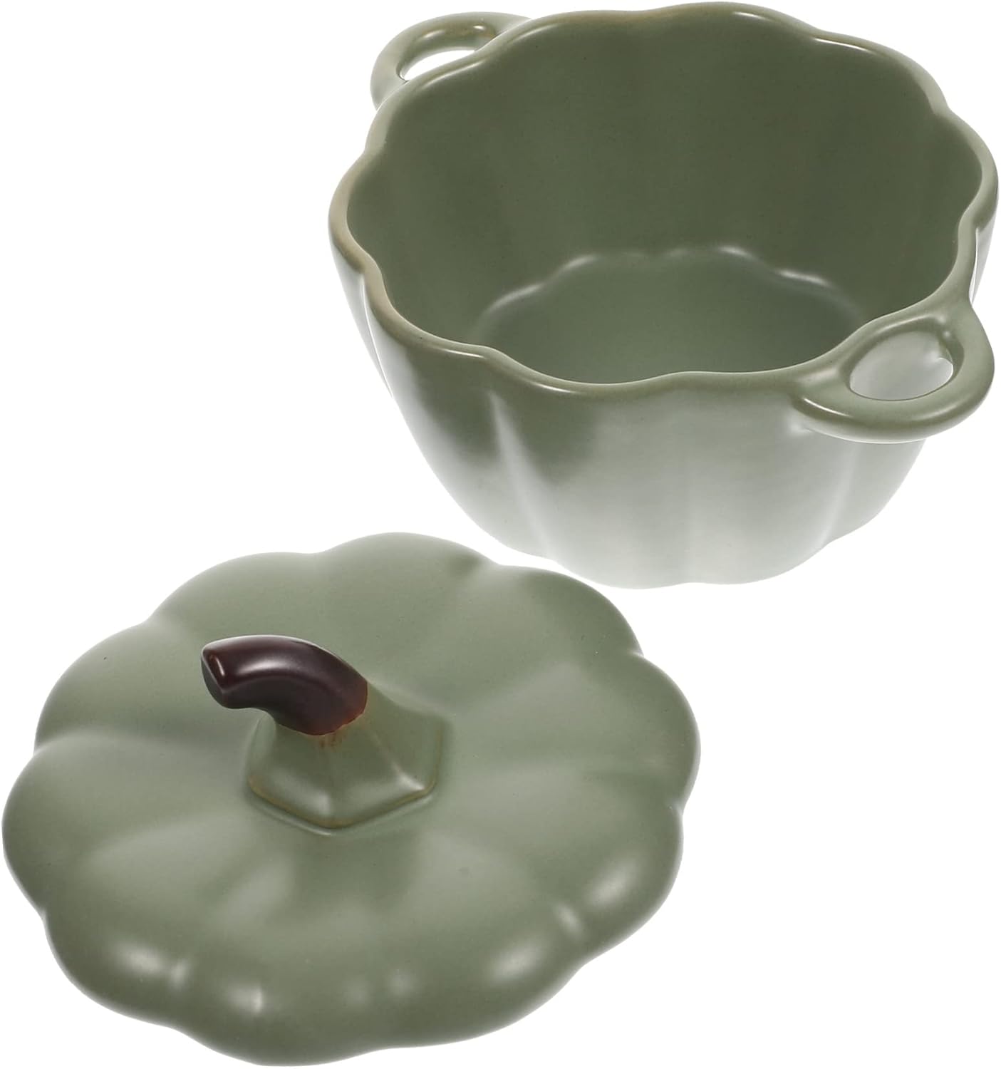 DOITOOL Cuencos de postre de calabaza, platos de cerámica, recipientes para aperitivos, cazuela con tapa, tazones de azúcar, tazón de ramen, cuenco