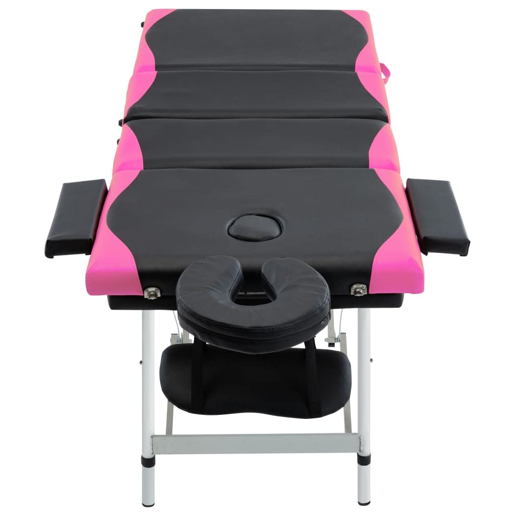 Massageliege Klappbar 4-Zonen Aluminiumgestell Schwarz und Rosa,Gesundheit & Schönheit,Körperpflege,Massage & Entspannung,Massagetische,Schwarz,23.2 kg-110248