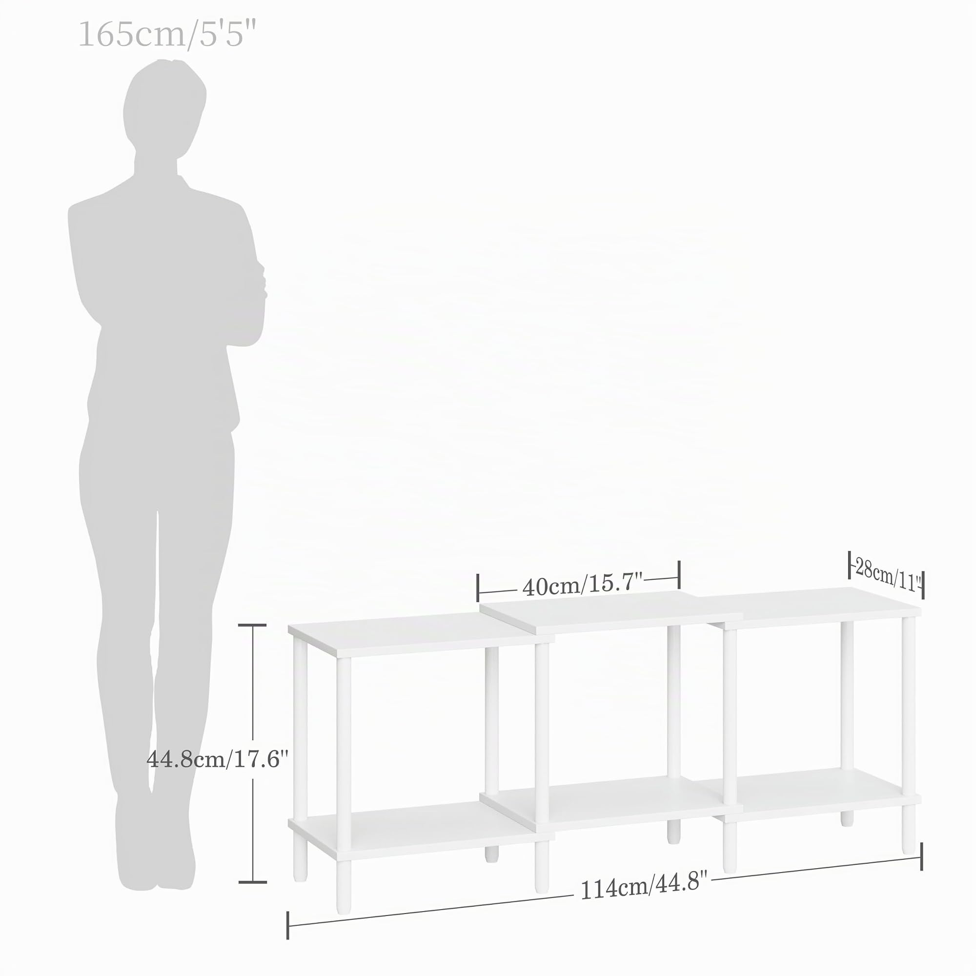 Mueble TV Muebles de Salon Mesa TV de Madera con 2 Niveles de Estantes Abiertos para Sala de Estar y Dormitorio Blanco LTS107W