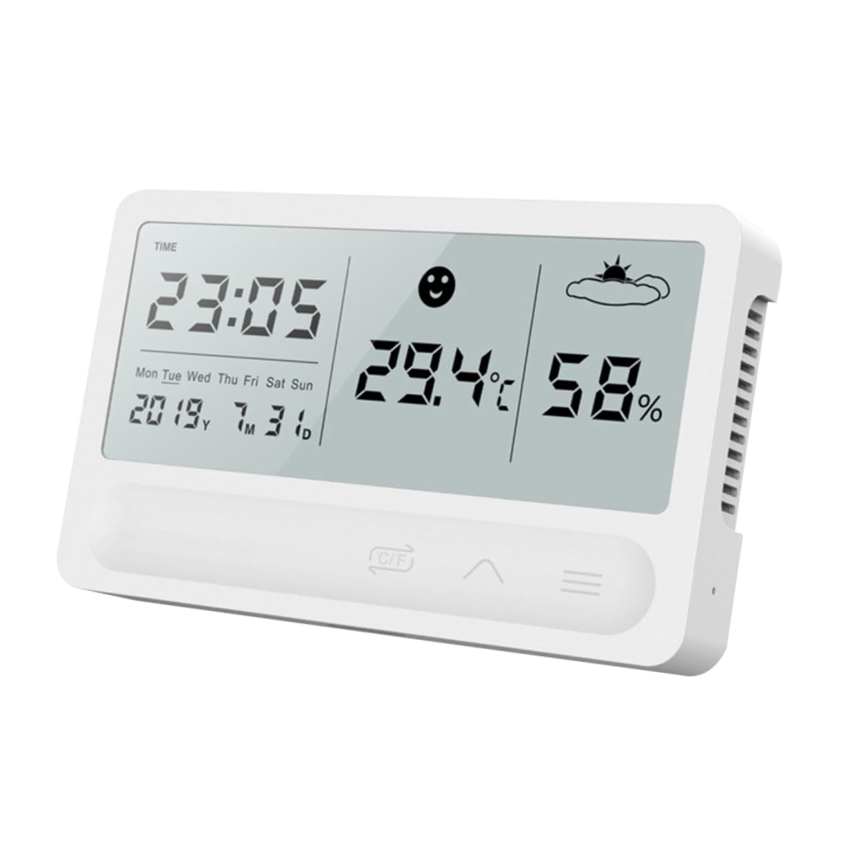 1pc Digital Thermometer Hygrometer Digital Humidity Meter Digital Temperature Meter Temperature and Humidity Meter Monitor Touch White