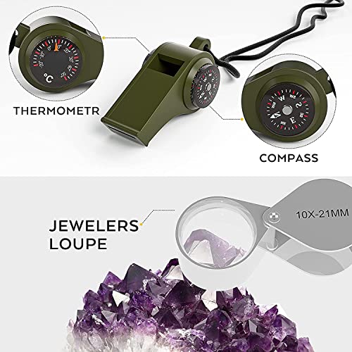 Incly 15 Pcs Geology Rock Pick Hammer Kit, 32Oz Hammer & 3 Pcs Digging Chisels Set For Rock Hounding, Gold Mining & Prospecting Equipment Tool Gear Shovel Musette Bag, Compass, Whistle, Wooden Chisel #TOP5