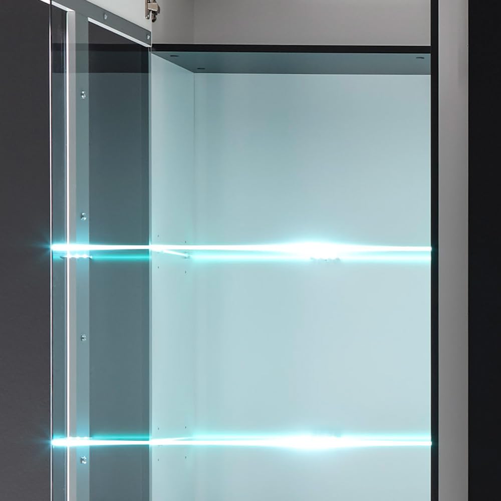 Lomadox Wohnwand Set in weiß Hochglanz mit 2 Vitrinen inkl. LED und großem Sideboard BxHxT: 300x200x42cm