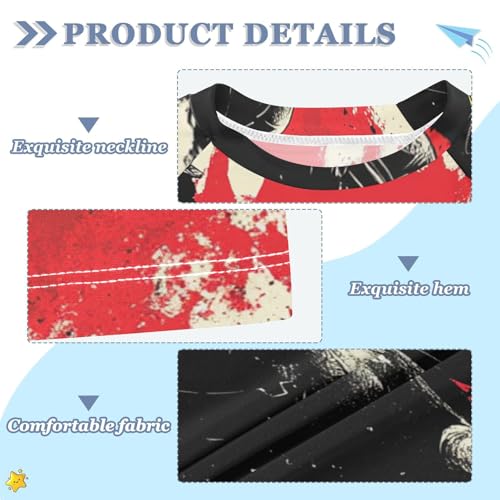 Boys Short Sleeve T-Shirts Knight Graffiti Red Horse Rashguard Kids Swim Shirts Sun UPF 50+3