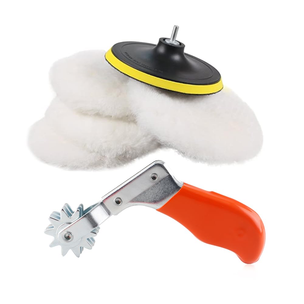 DIY Crafts 3inch (80mm) POLISHER/BUFFER WOOL BONNET PAD HOOK LOOP M10 5/8"-11 Drill Adapter Car for Car Sanding, Polishing, Waxing, Sealing Glaze