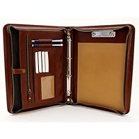 A4 Italian Leather Folder For Professional Presentations, Conferences, Notepad, Portfolio, Writing Case (Cognac): Desk Accessories & Storage Products
